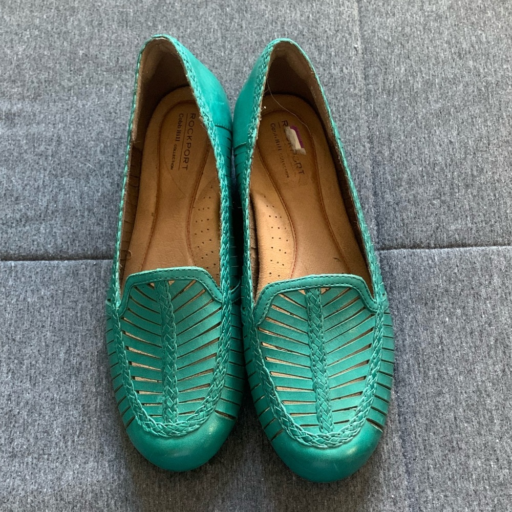 Rockport emerald green leather retro flats